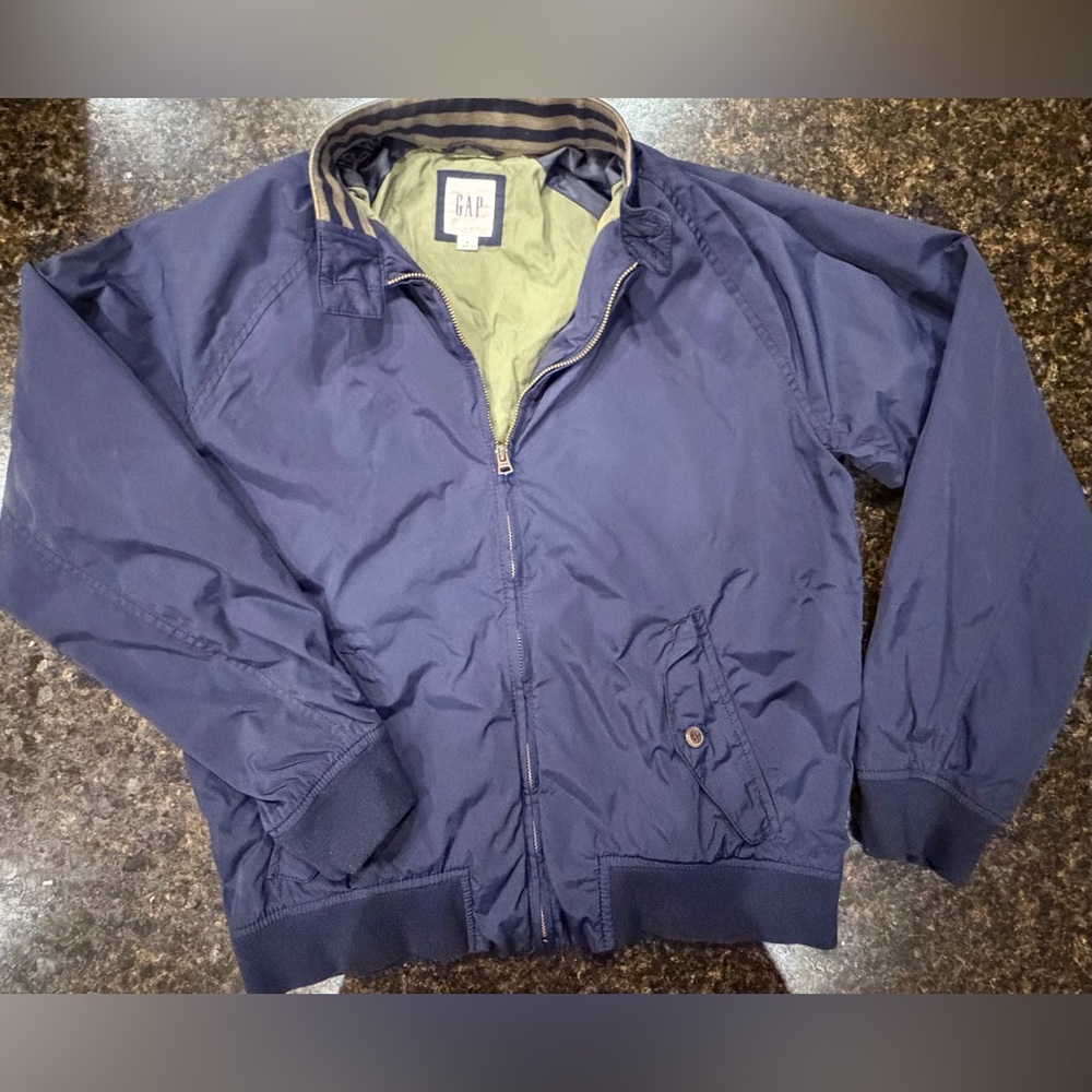 GAP Men's Nylon Harrington Navy Blue Jacket sz Medium